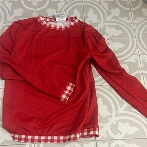Red Checkered Kids rash guard